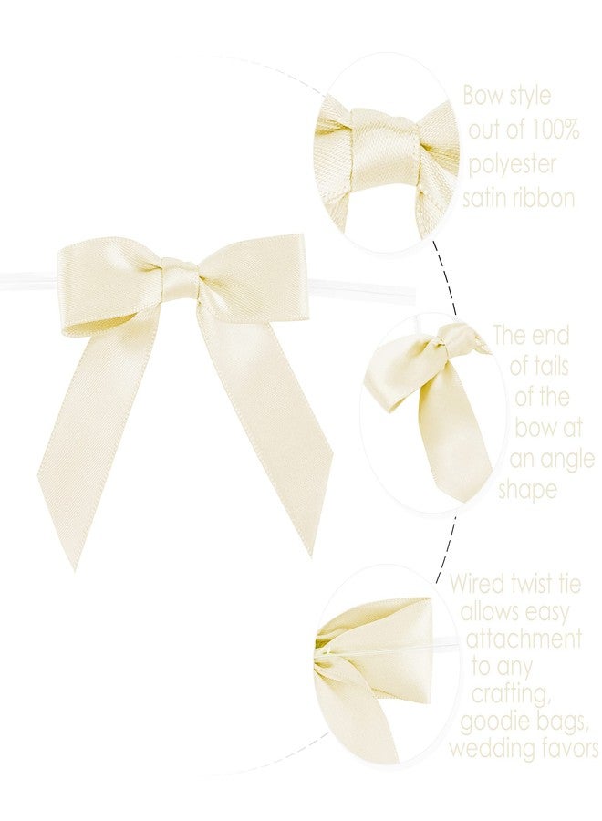 AIMUDI Ivory Bows 2.5" Pretied Satin Ribbon Bows Premade Twist Tie Bow for Treat Bags Cake Pop Bow for Wedding Favors Mini Bows for Gift Wrapping Baby Shower Decorations - 50 Counts - Image 4